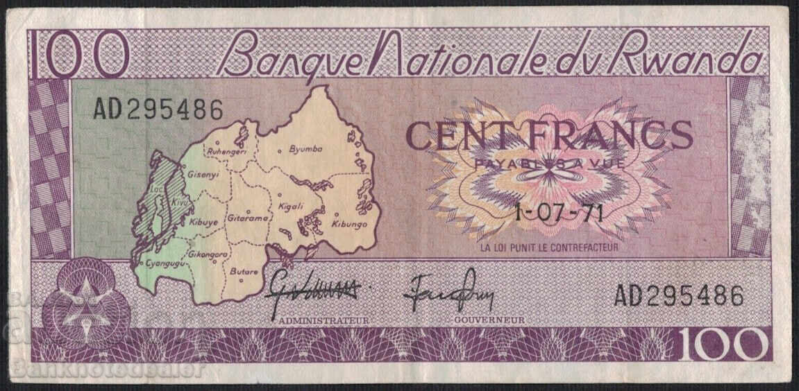 Rwanda 100 Francs 1971 Pick 8c1 Ref 5486 Rwanda 100 Francs 1971 Pick 8c1 Ref 5486