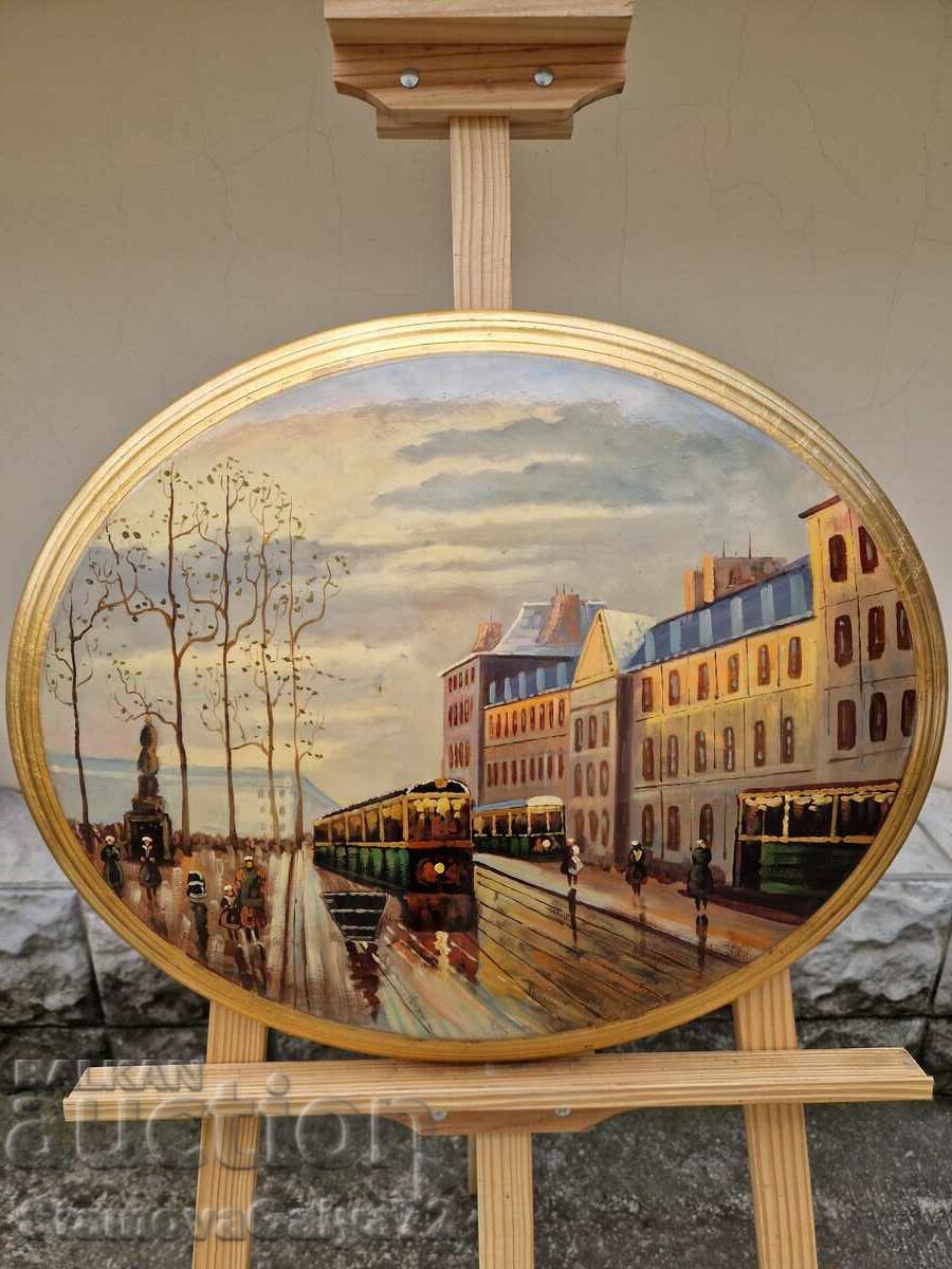 Auction Wonderful oil painting on a wooden base Auction Wonderful oil painting on a wooden base