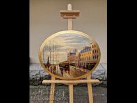 Wonderful oil painting on a wooden base