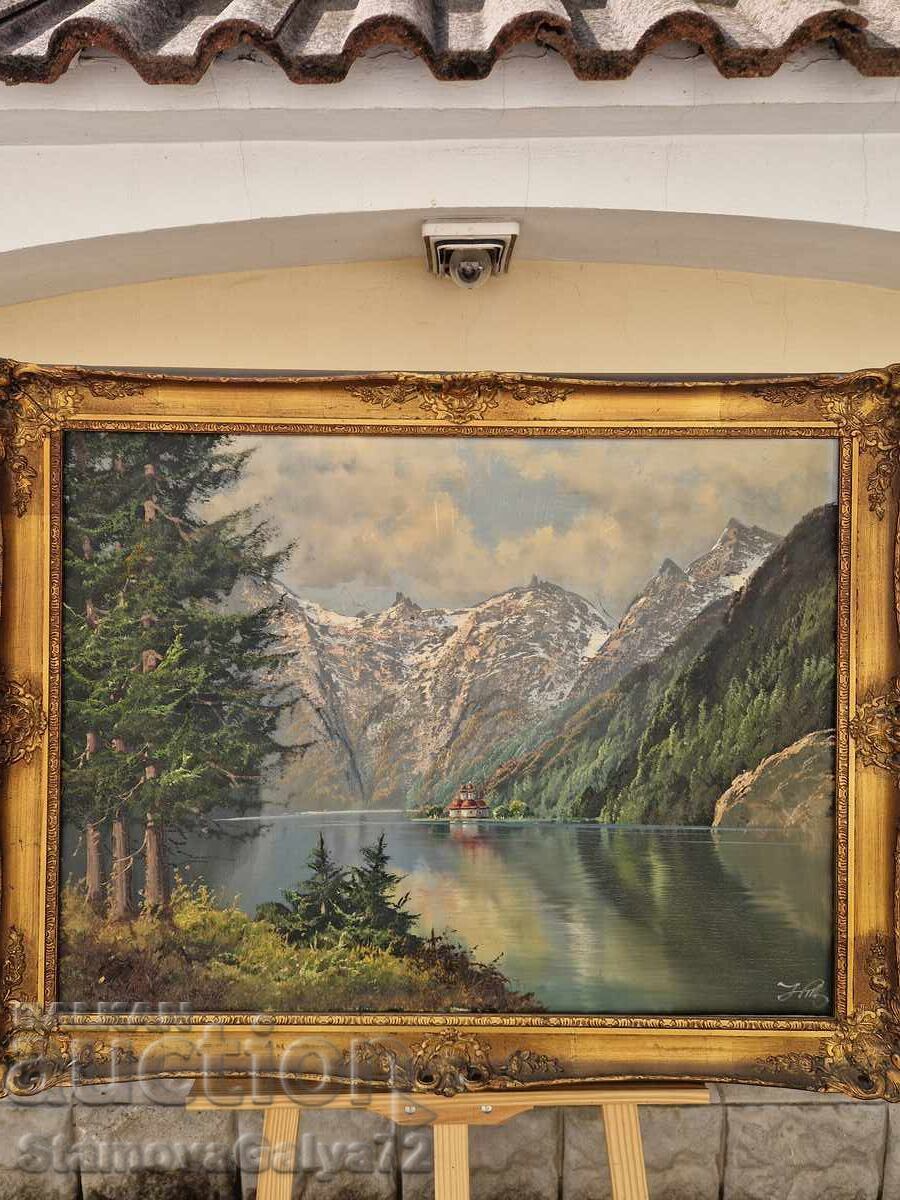 Licitație Minunată pictură germană originală, ulei pe pânză Licitație Minunată pictură germană originală, ulei pe pânză