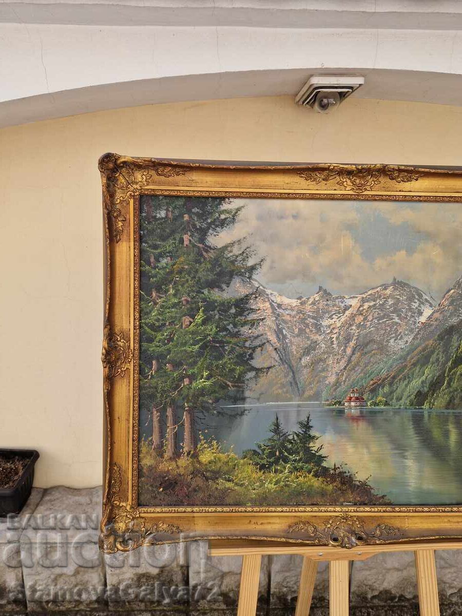 Minunată pictură germană originală, ulei pe pânză - 5 Minunată pictură germană originală, ulei pe pânză - 5