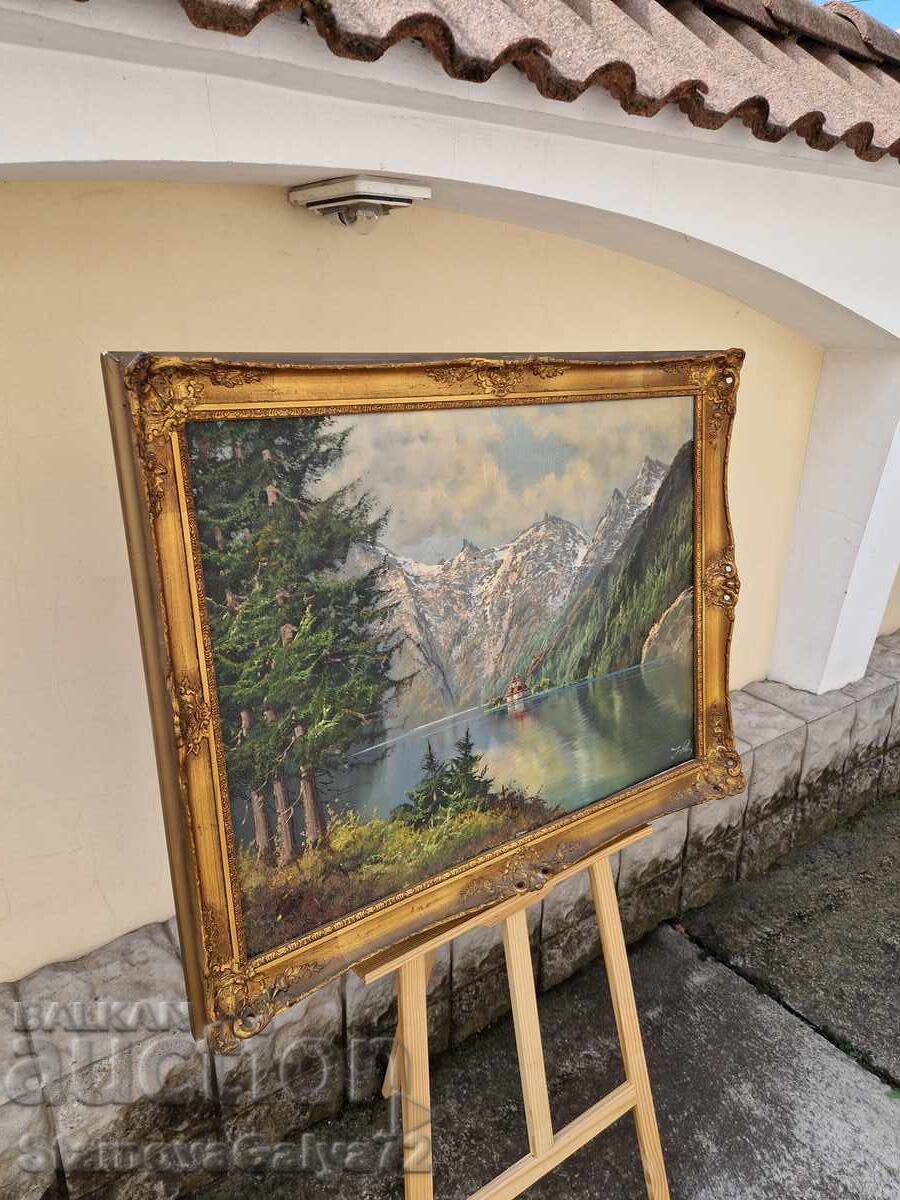 Minunată pictură germană originală, ulei pe pânză - 6 Minunată pictură germană originală, ulei pe pânză - 6