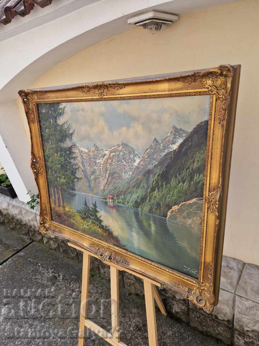 Minunată pictură germană originală, ulei pe pânză - 7 Minunată pictură germană originală, ulei pe pânză - 7