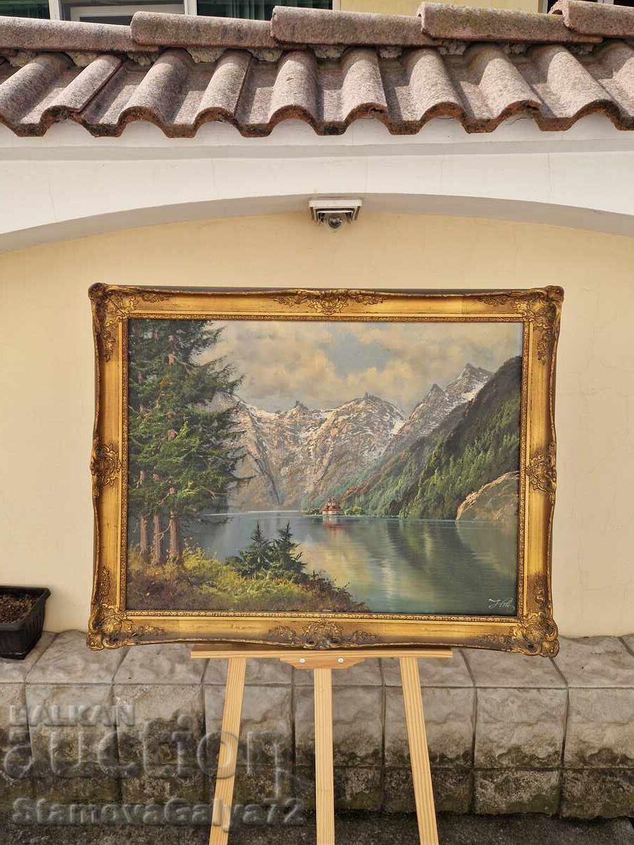 Minunată pictură germană originală, ulei pe pânză Minunată pictură germană originală, ulei pe pânză