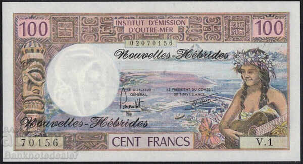 New Hebrides 100 Francs 1977 Pick 18d Uncirculated