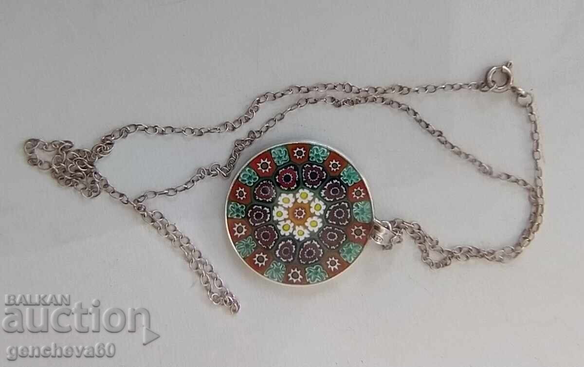 Silver necklace with Murano pendant/markings - 5 Silver necklace with Murano pendant/markings - 5