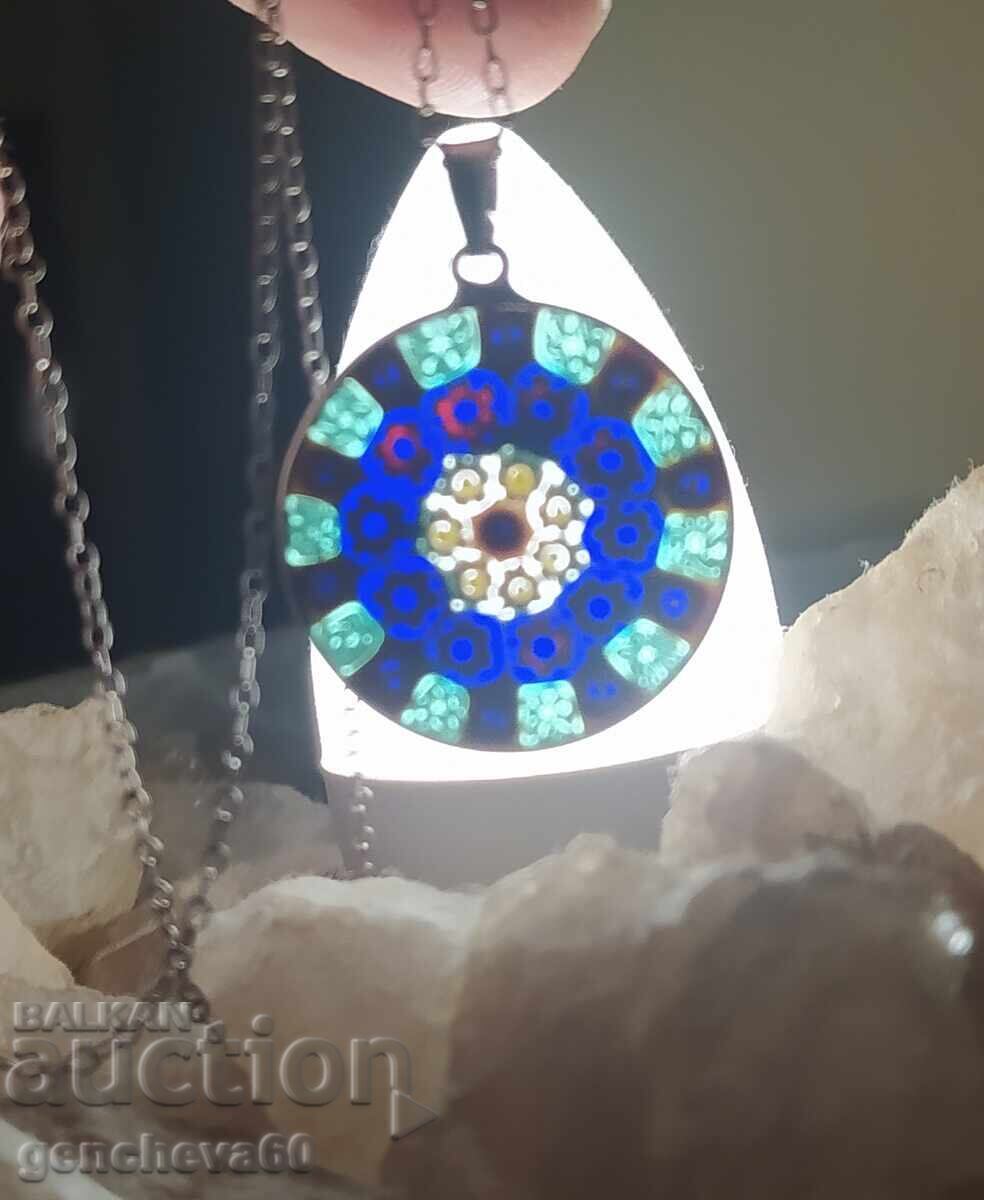 Silver necklace with Murano pendant/markings - 7 Silver necklace with Murano pendant/markings - 7