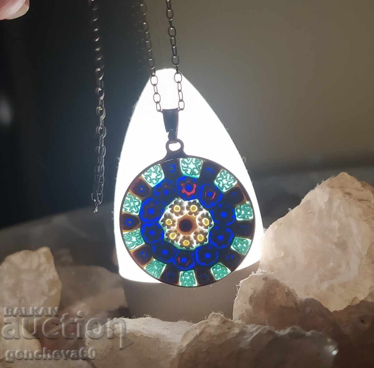 Silver necklace with Murano pendant/markings Silver necklace with Murano pendant/markings