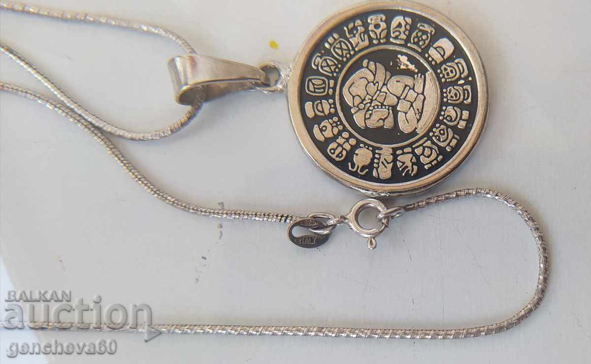 Delivery of Rare!!! Necklace 925 pendant with Mayan calendar