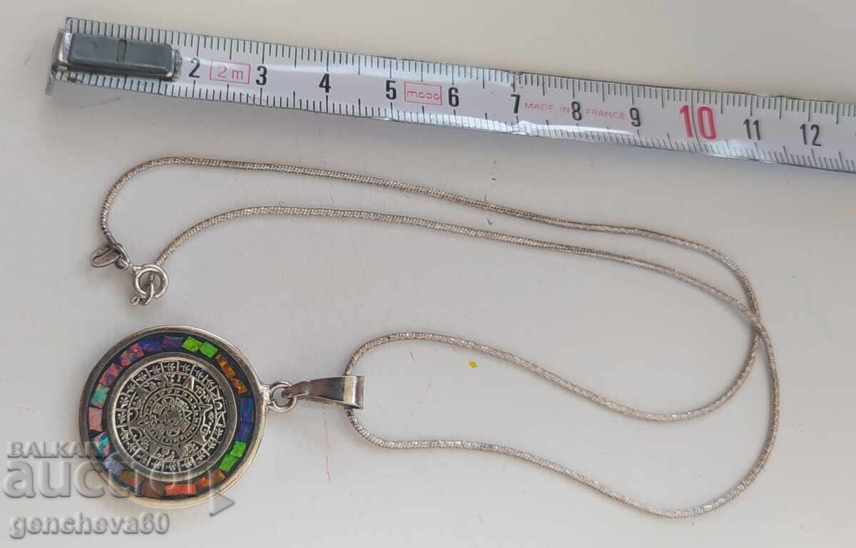 Rare!!! Necklace 925 pendant with Mayan calendar - 7