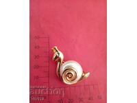 Antique brooch with mother-of-pearl, Gold-plated