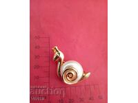 Antique brooch with mother-of-pearl, Gold-plated