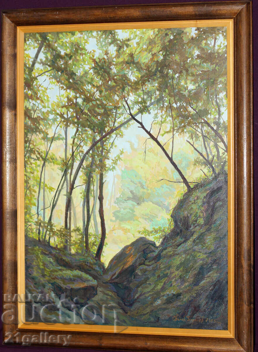 Auction  Oil painting, forest landscape 2003, signed