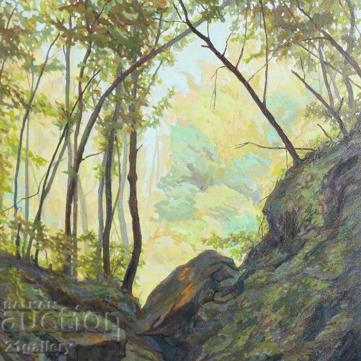 Pictură de Svilen Georgiev, ulei pe pânză, peisaj forestier - 5