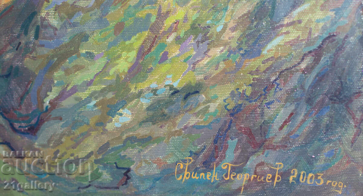 Pictură de Svilen Georgiev, ulei pe pânză, peisaj forestier - 6