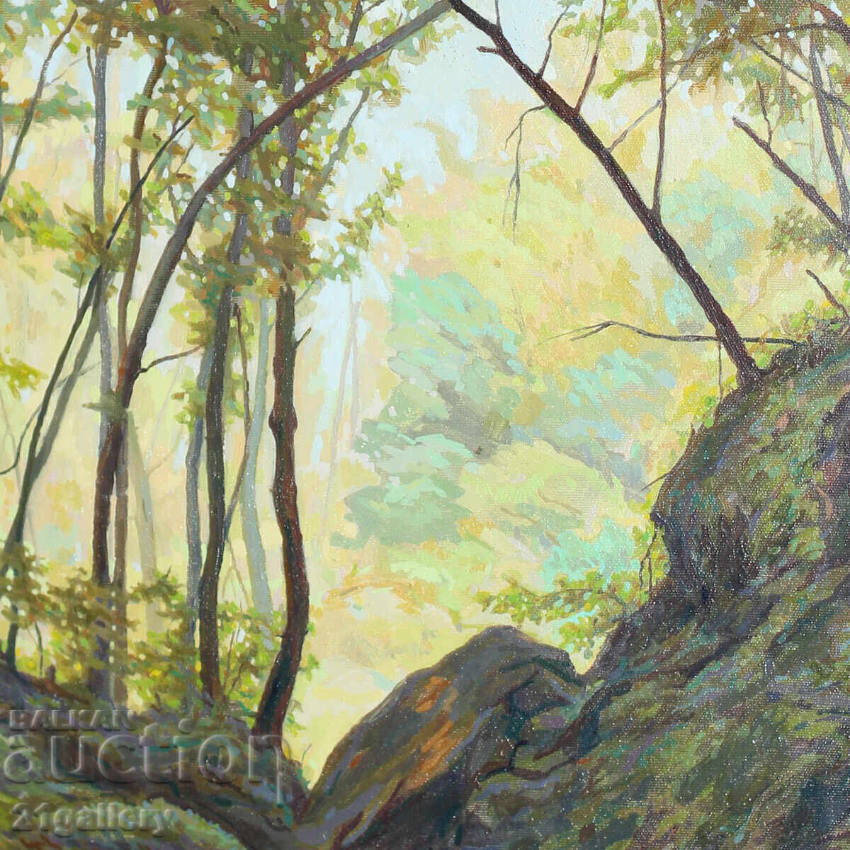 Pictură de Svilen Georgiev, ulei pe pânză, peisaj forestier - 7