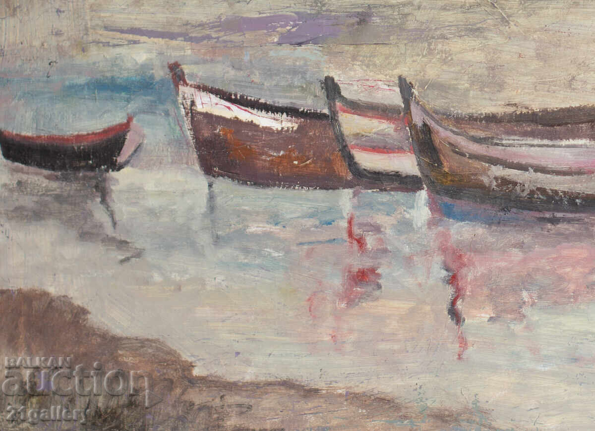 Delivery of Peter Nenov, painting, oil paints, seascape with boats