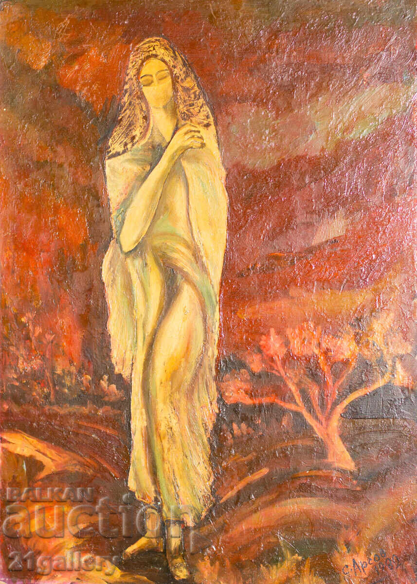 Painting, oil paints, figurative composition, woman with price 450.00 BGN | € 230.08