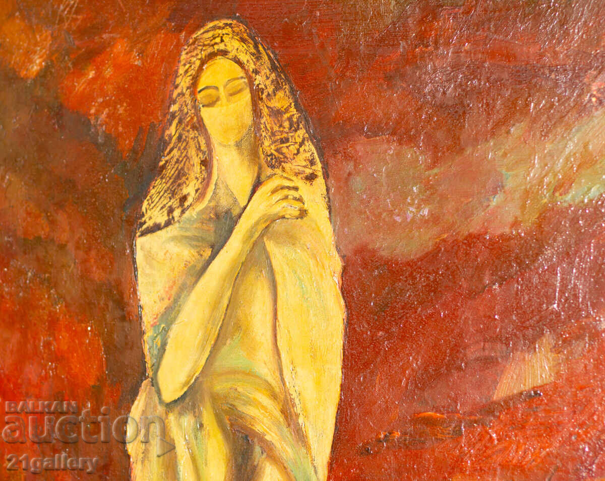 Auction  Painting, oil paints, figurative composition, woman