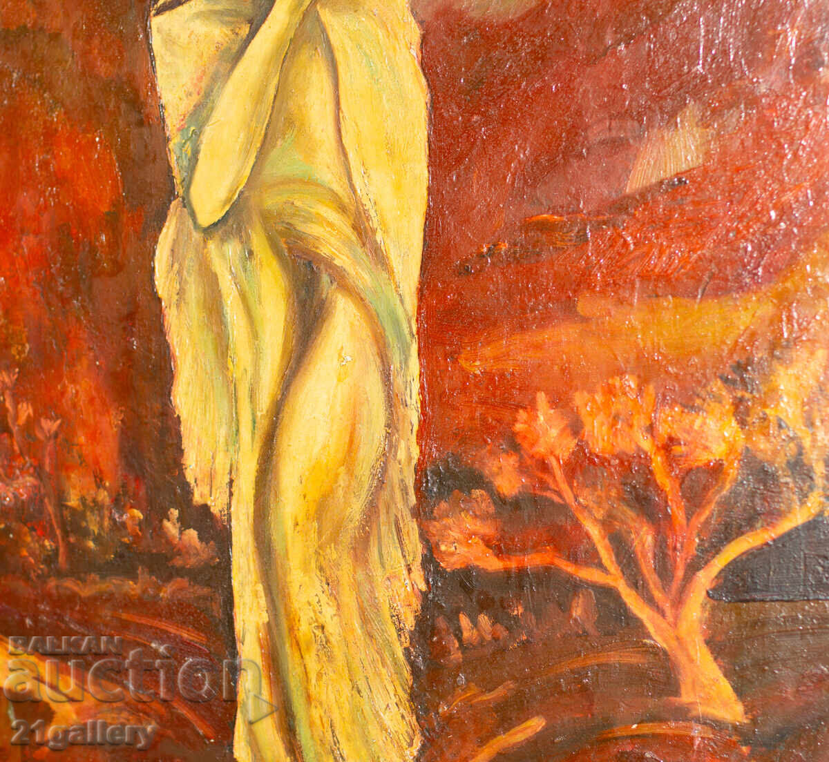 Delivery of Painting, oil paints, figurative composition, woman