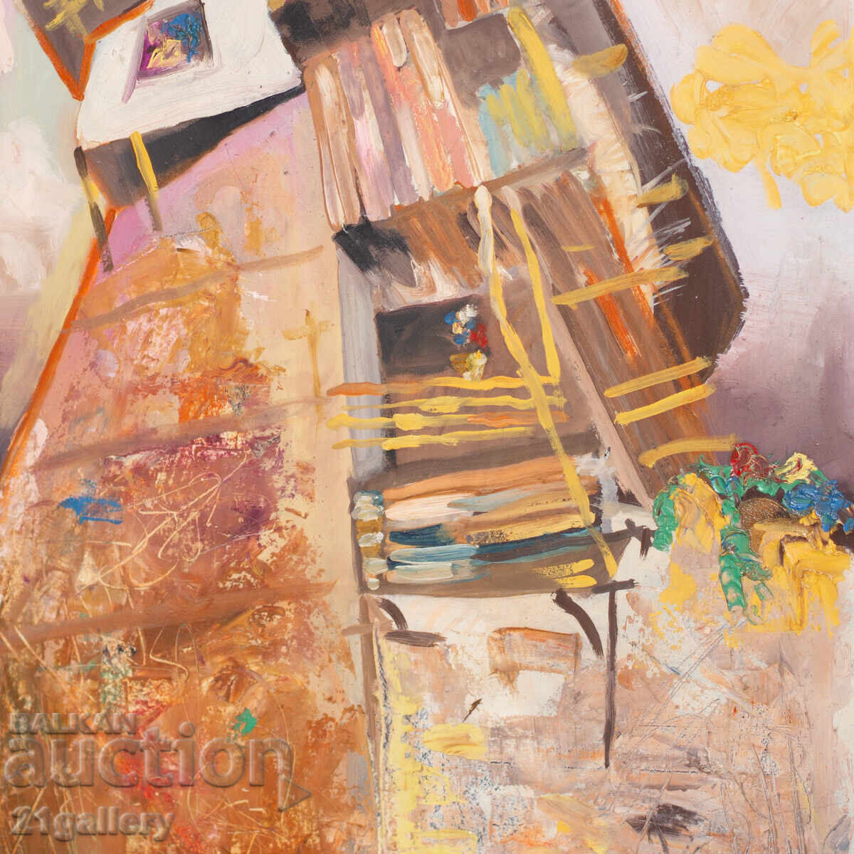 Τοπίο με σπίτι ελαιογραφία - 5