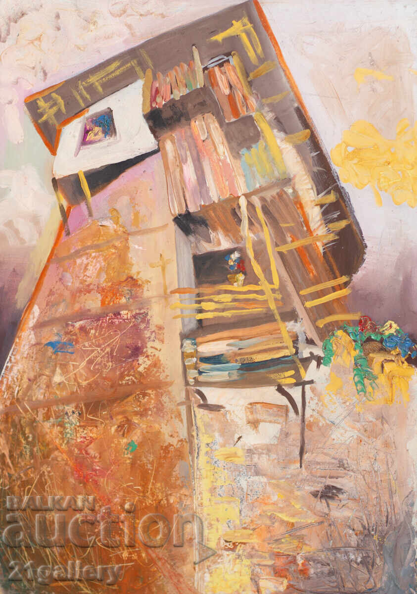 Τοπίο με σπίτι ελαιογραφία