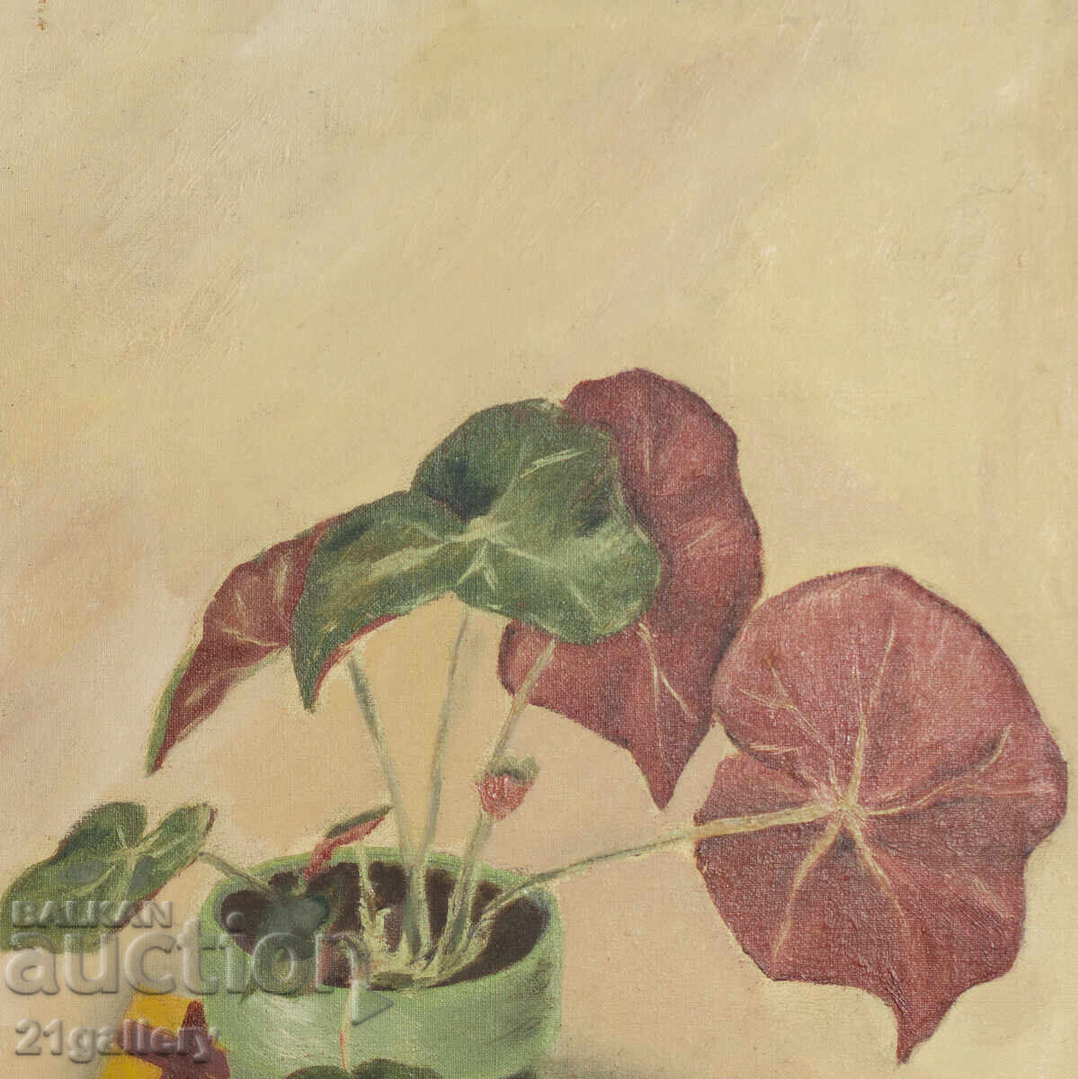 Delivery of Old oil painting, still life with flowers, 1979