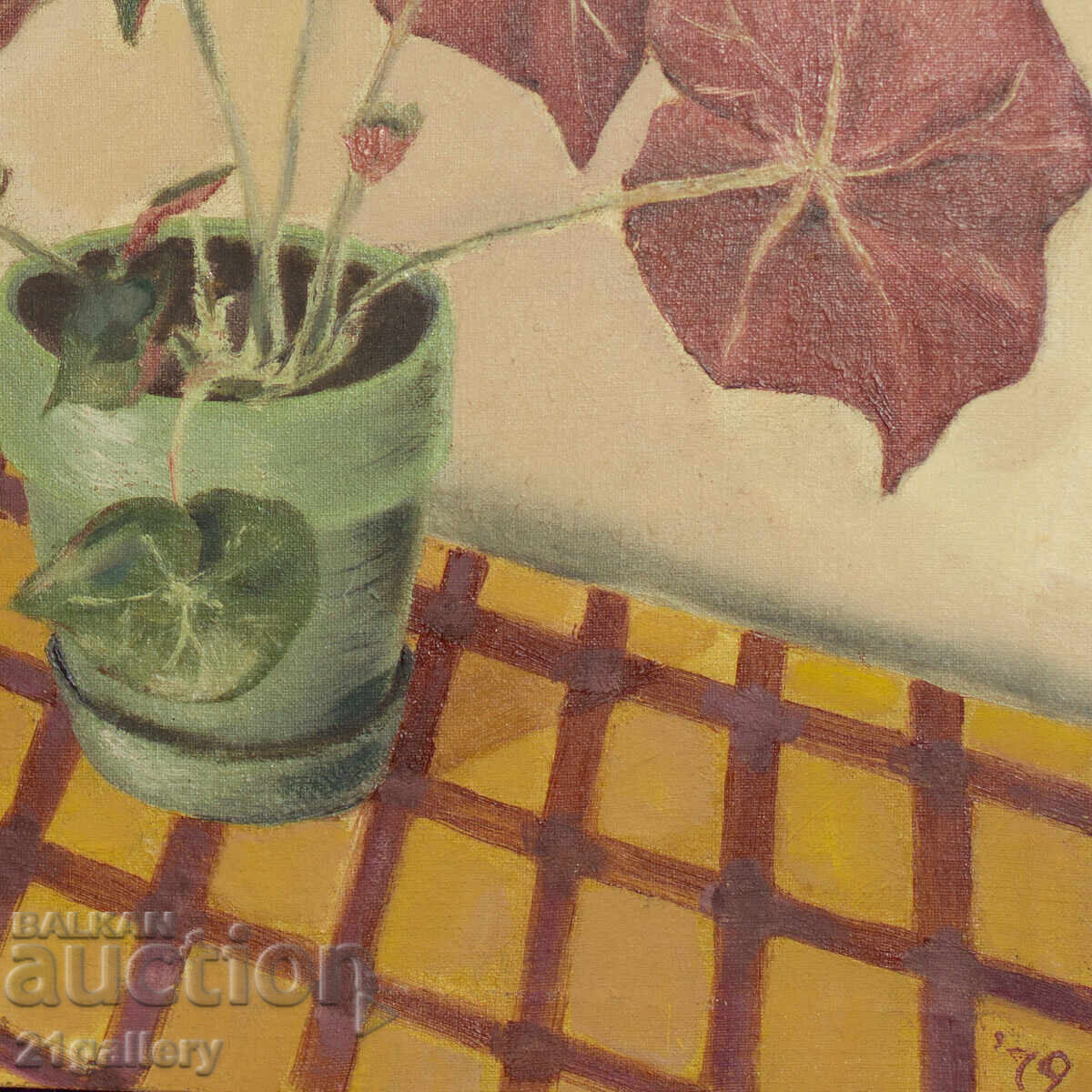 Old oil painting, still life with flowers, 1979 - 6