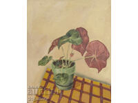 Old oil painting, still life with flowers, 1979