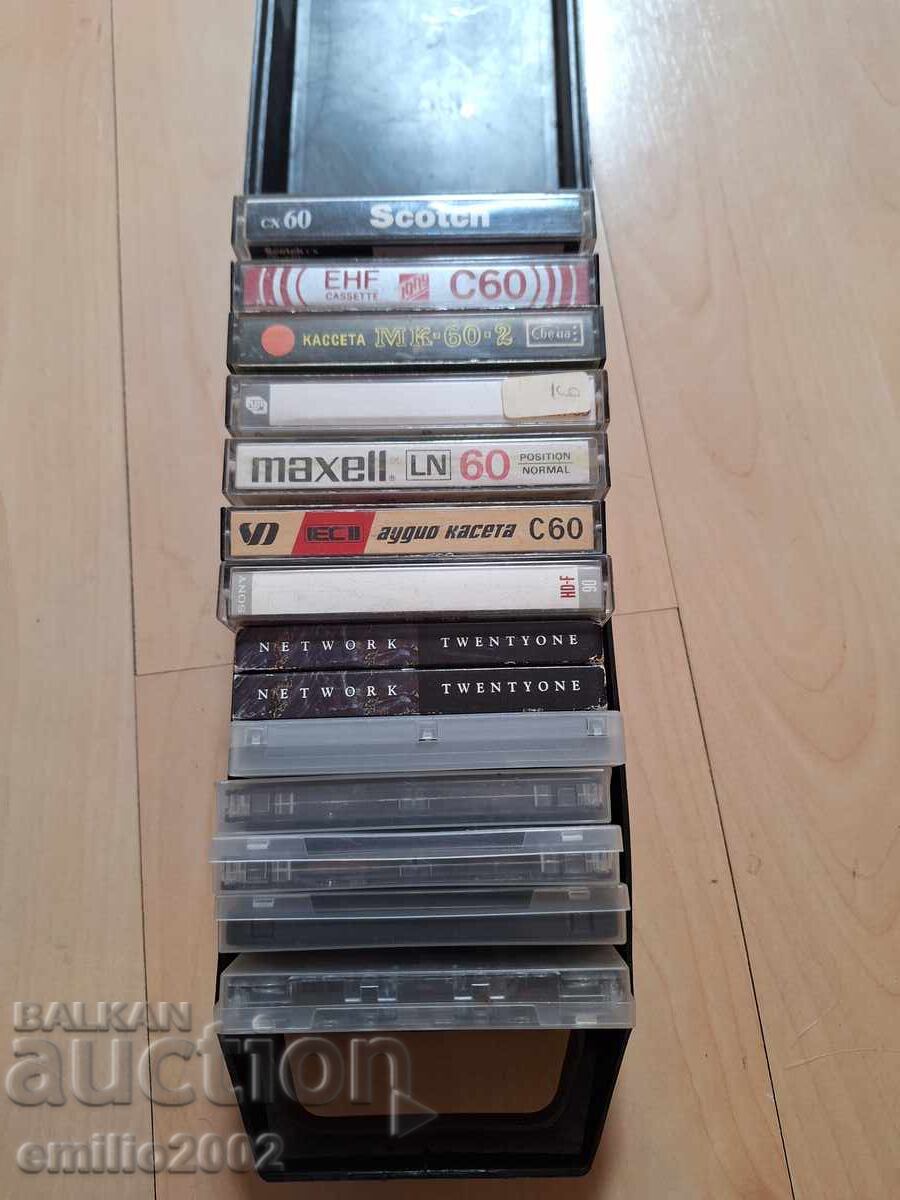 Audio cassettes in car box