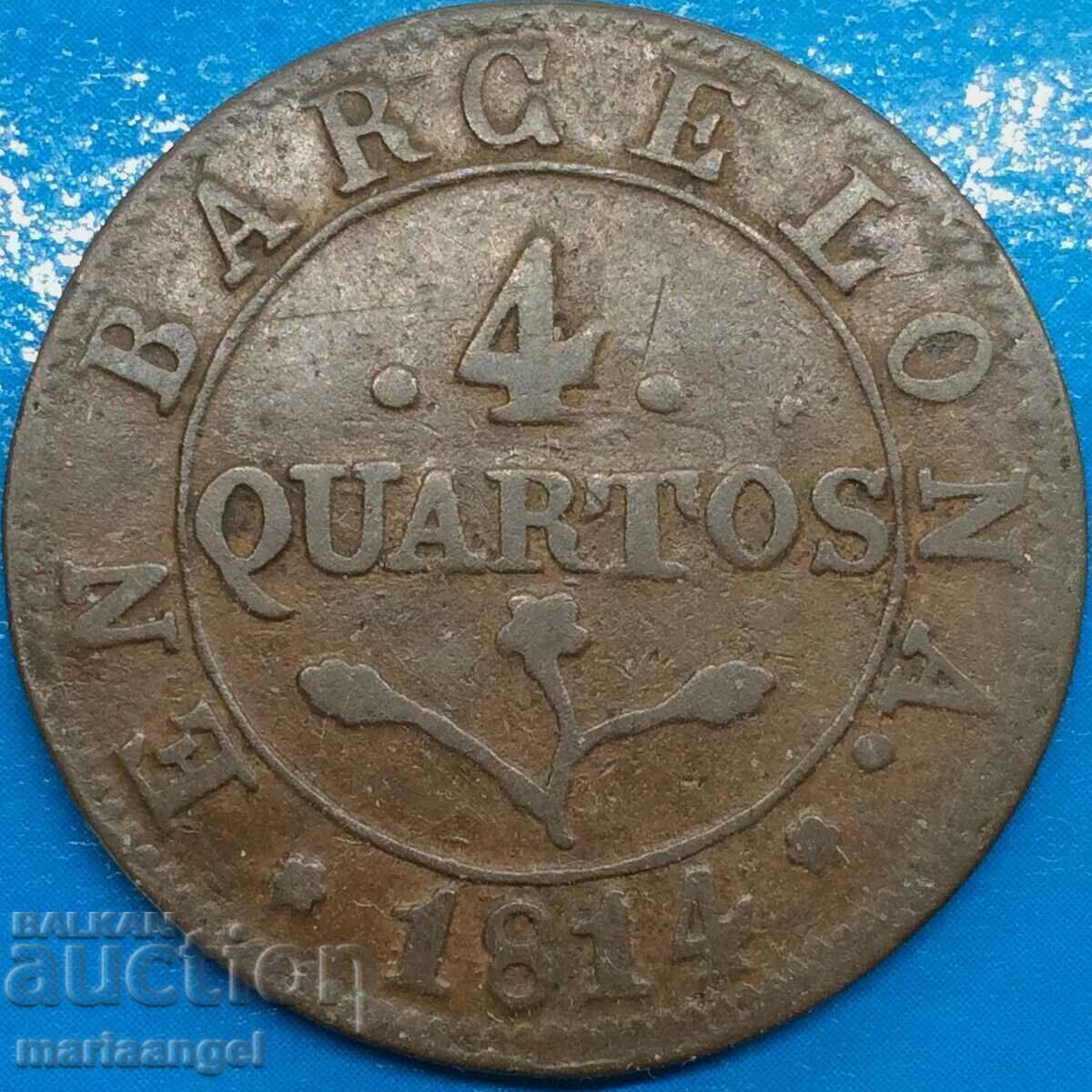 Jose Napoleon 4 Quarters 1814 Spain Barcelona - rare year - 5