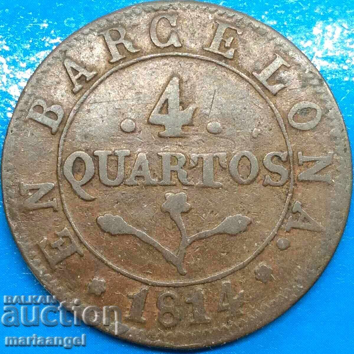 Jose Napoleon 4 Quarters 1814 Spain Barcelona - rare year - 7