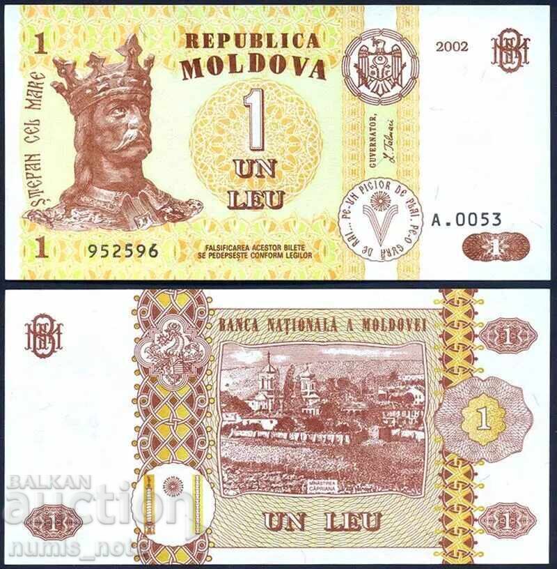 Молдова 1 лея 2002  г.  UNC