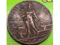 5 centesimi 1915 Italia monedă mare de cupru