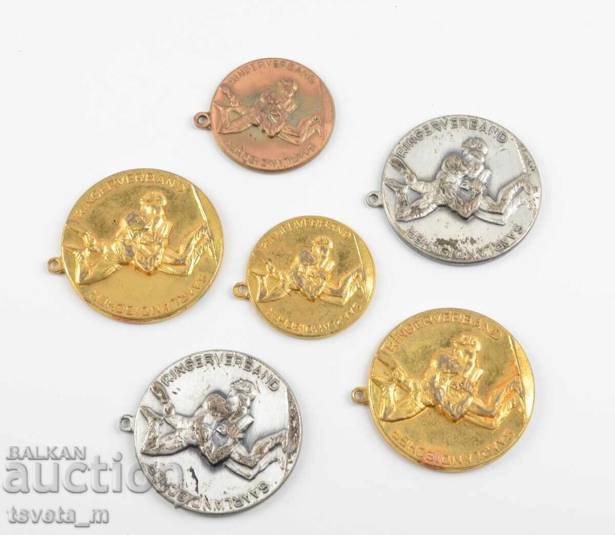 Λοτ από 6 τμχ. αθλητικά μετάλλια πάλης Γερμανία
