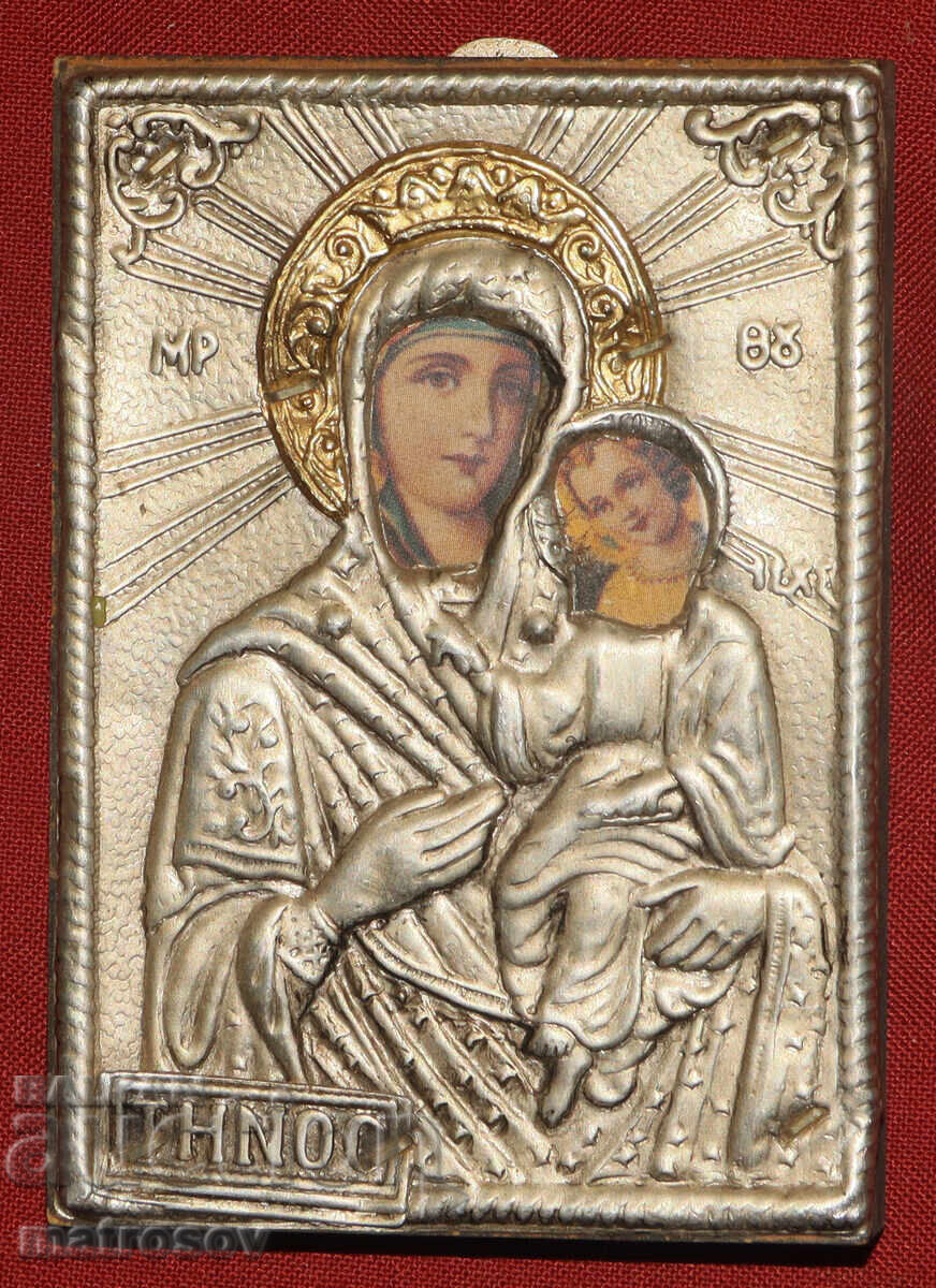 Икона, метален обков, литография, Богородица с Младенеца