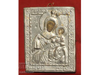 Icoană, ferecături metalice, litografie, Maica Domnului cu Pruncul