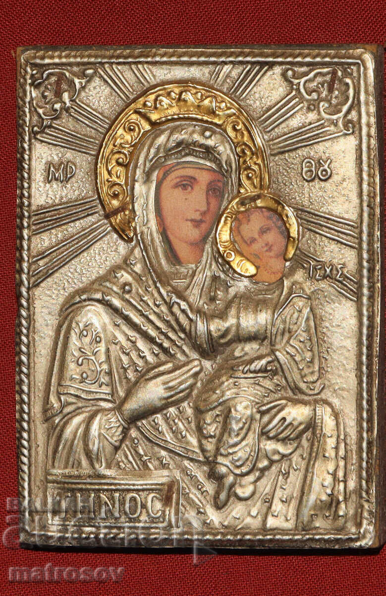 Δημοπρασία Εικόνα, μεταλλικά εξαρτήματα, λιθογραφία, Παναγία με το Θείο Βρέφος