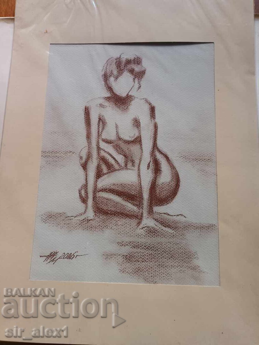 Голо женско тяло - пастел/сепия - Жулиета Младенова Голо женско тяло - пастел/сепия - Жулиета Младенова