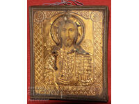 Стара икона, метален обков, Иисус Христос Пантократор