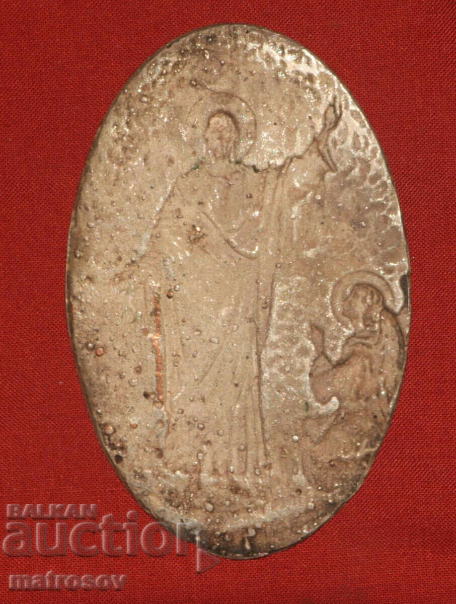 Livrarea Vechi basorelief metalic, aplicație Iisus Hristos binecuvântând