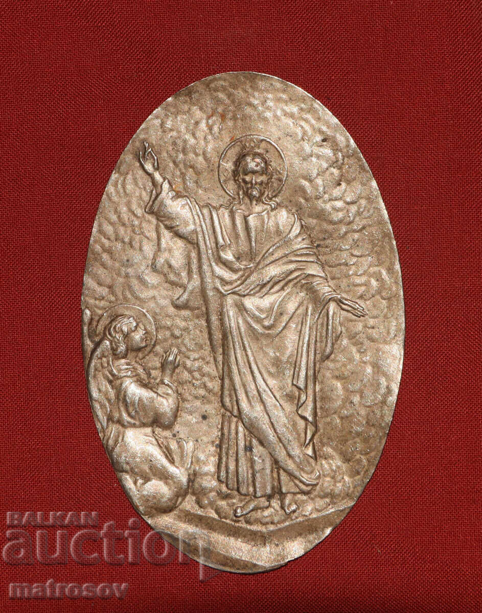 Vechi basorelief metalic, aplicație Iisus Hristos binecuvântând