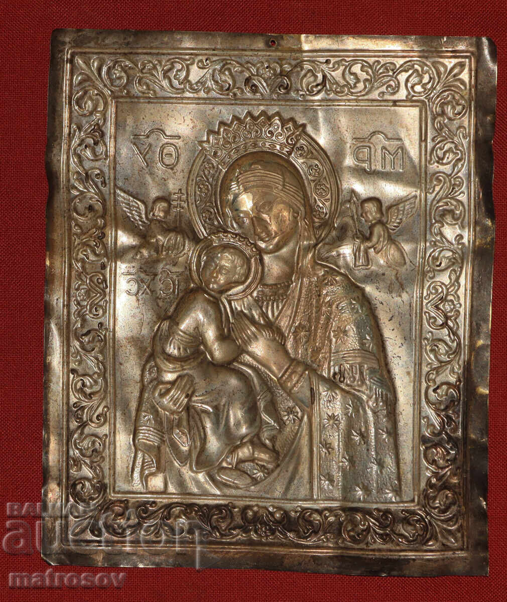 Icoană lucrată manual, basorelief, Maica Domnului cu Pruncul - 5