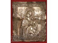 Icoană lucrată manual, basorelief, Maica Domnului cu Pruncul