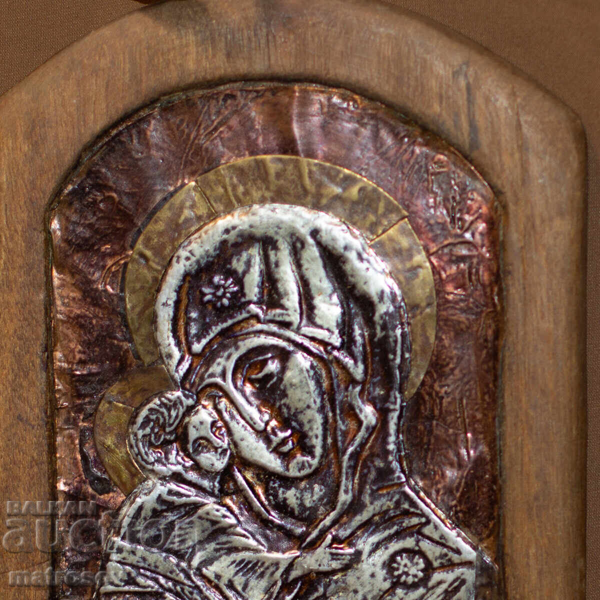 Аукцион Ръчно изработена медна икона,  Богородица с Младенеца