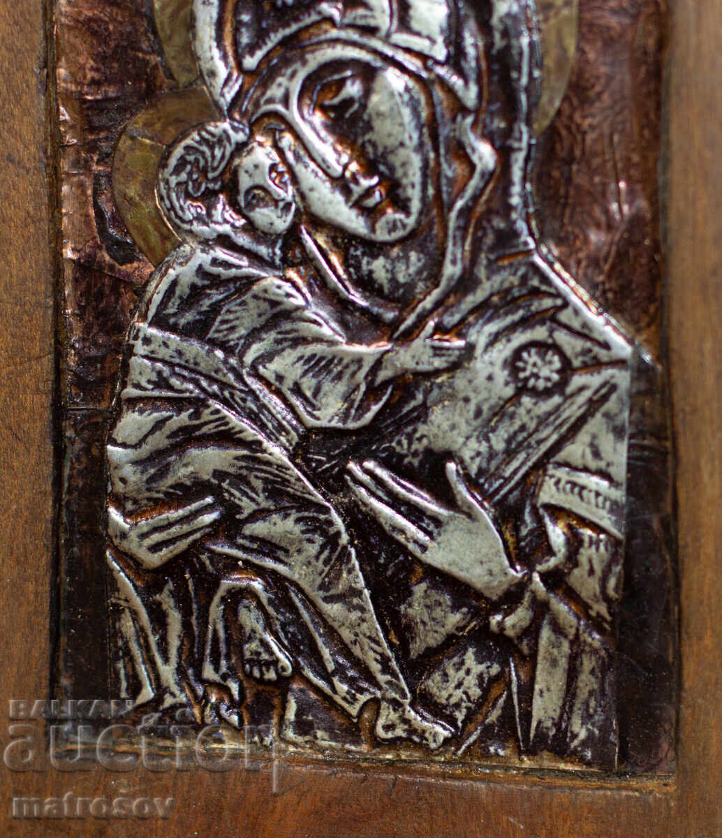 Ръчно изработена медна икона,  Богородица с Младенеца - 5