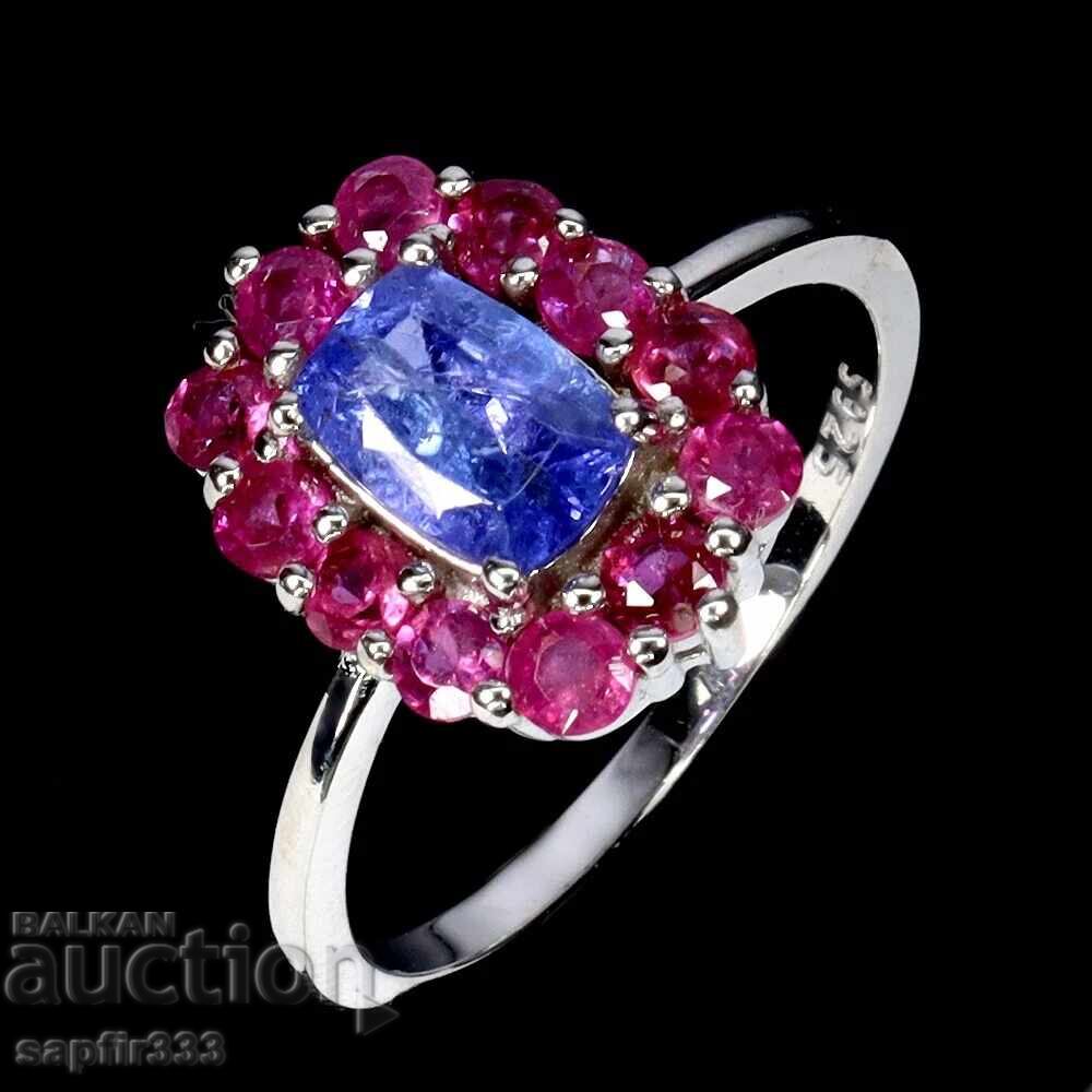 LUXURIOUS ELEGANT RING WITH NATURAL TANZANITE AND RUBIES with price 372.00 BGN | € 190.20 LUXURIOUS ELEGANT RING WITH NATURAL TANZANITE AND RUBIES with price 372.00 BGN | € 190.20