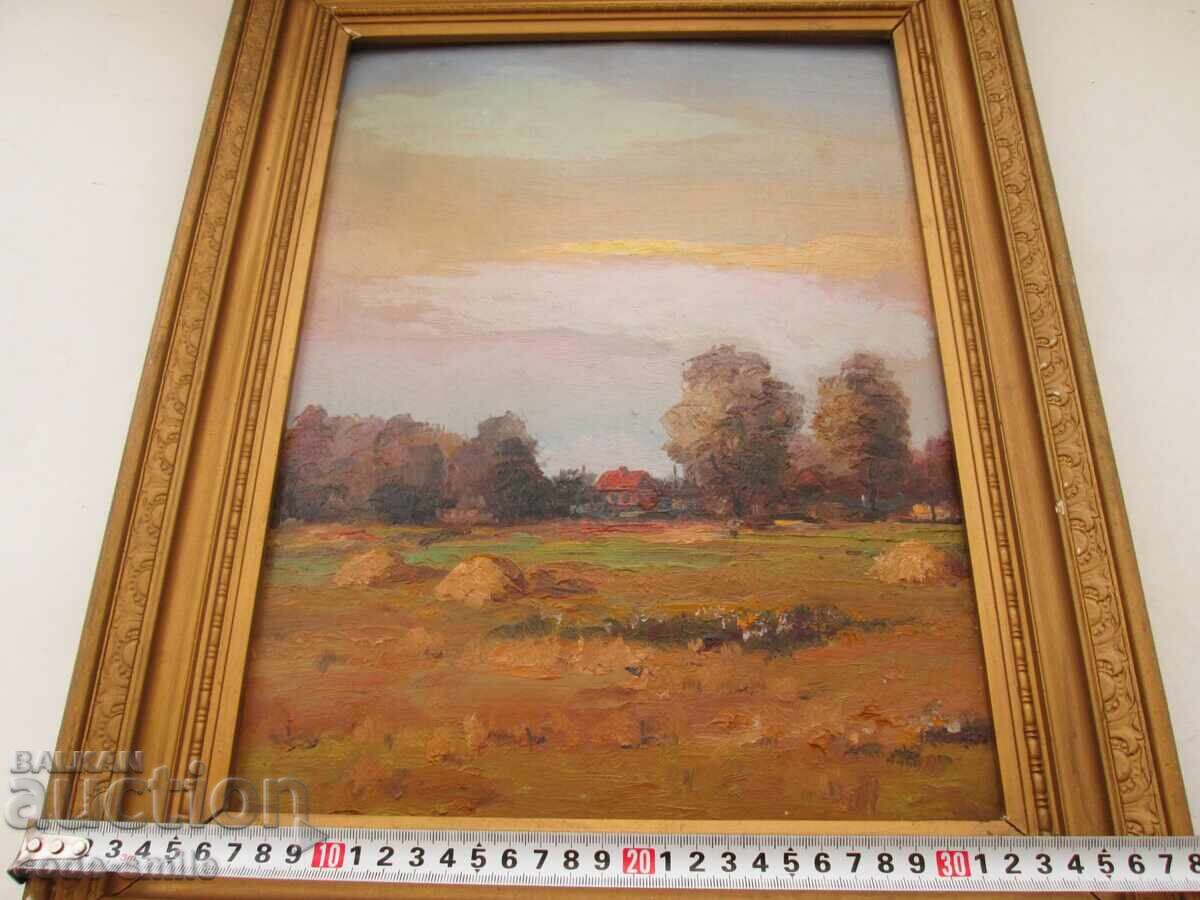 Old painting, rural landscape, oil on cardboard, unsigned - 7 Old painting, rural landscape, oil on cardboard, unsigned - 7