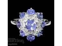 LUXURIOUS ELEGANT RING WITH NATURAL TANZANITES and TOPAZES