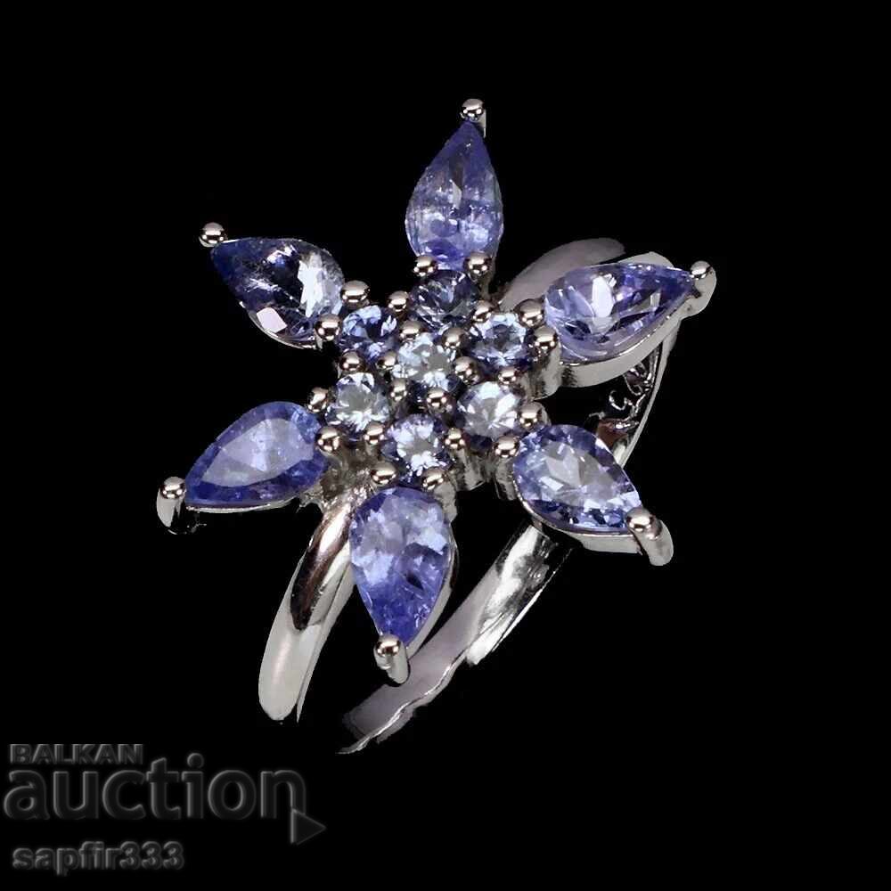 ЛУКСОЗЕН ДИЗАЙНЕРСИ ПРЪСТЕН С ЕСТЕСТВЕНИ ТАНЗАНИТИ "ЦВЕТЕ' с цена 324.00 лв. | € 165.66